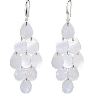 White 01 Plated Dangle Drop Geometric Statement Jewelry for Women Teen